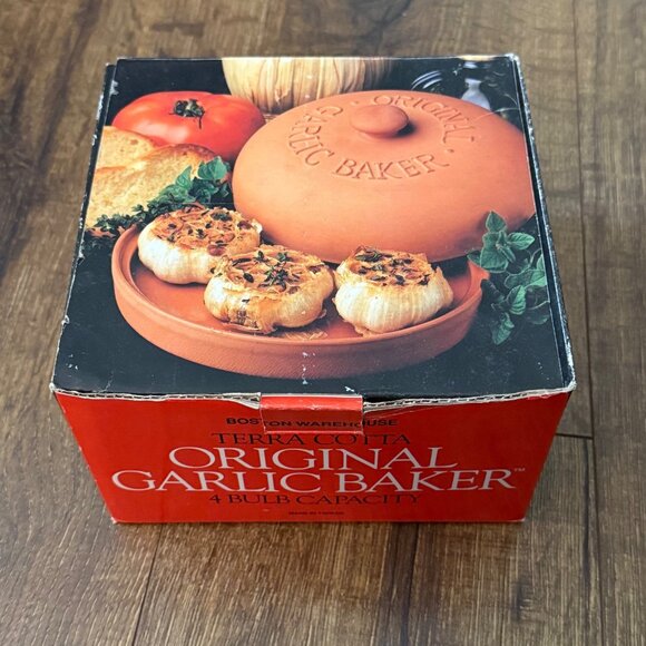 Boston Warehouse Original Terra Cotta 4-Bulb Garlic Baker Onion Roaster Tortilla - Picture 4 of 6